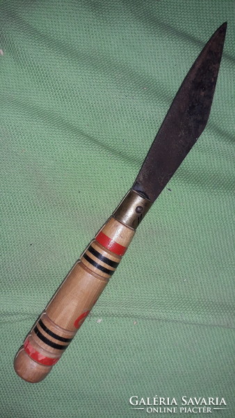 Old painted wooden folk artist's pocket knife 7 cm blade length 16 cm as shown in the pictures