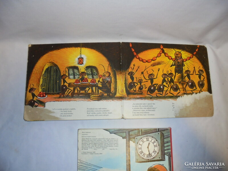 Two thick retro story books - together - crickets and ants, clocks - 1984, 1986 - Slovak