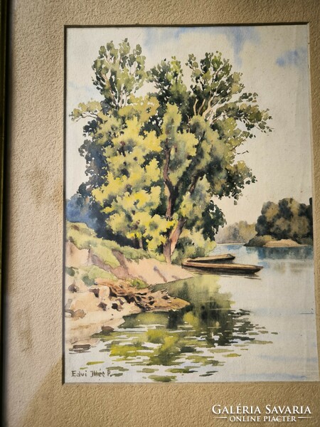 Beautiful edvi illés p. Painting water painting watercolor. Masters istván oszkár réti glatz. National work
