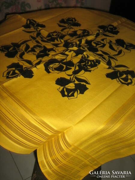 Beautiful vintage black rose tablecloth