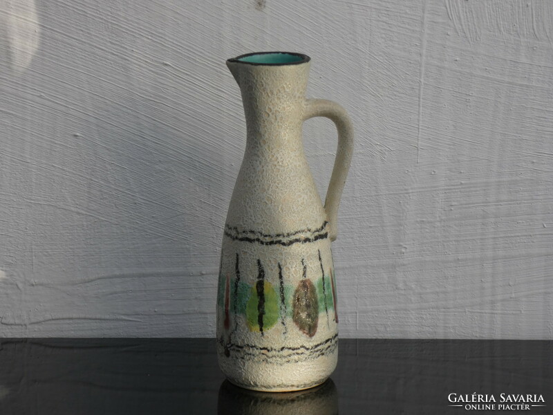 Jasba Nyugatnémet Kerámia váza 1950-es évekből  század közepi hangulatú Váza érdekes dekorral