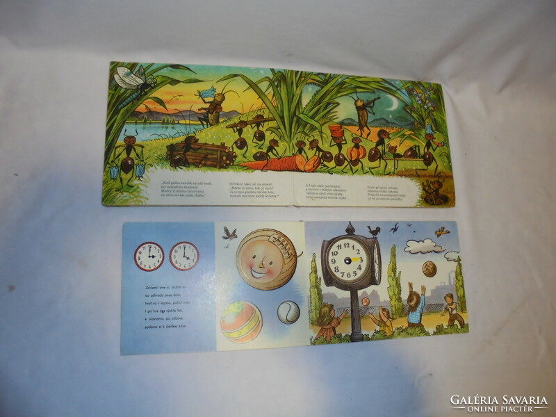 Two thick retro story books - together - crickets and ants, clocks - 1984, 1986 - Slovak