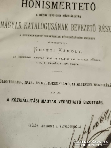 Keleti Károly: Honismertető  A BÉCSI 1873-DIKI KÖZKIÁLLITÁS MAGYAR KATALOGUSÁNAK BEVEZETŐ RÉSZE/KÜLÖ