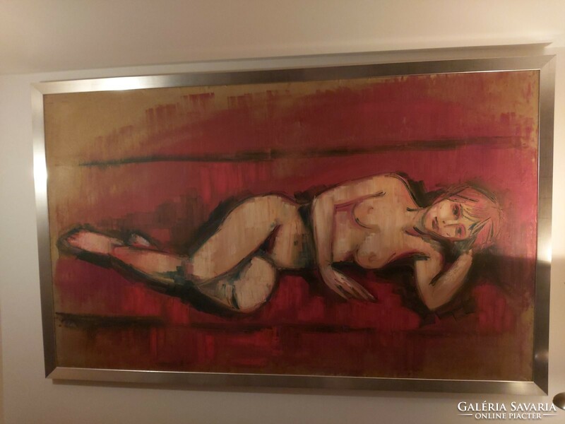 Vincze winning female nude, 120x200 cm, oil on canvas