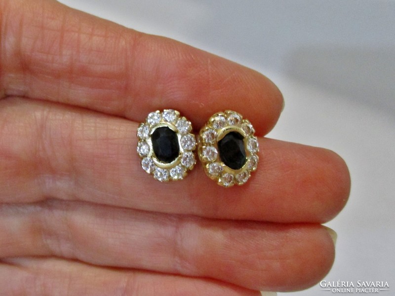 Beautiful old Hungarian gold earrings with real sapphires