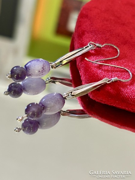 Beautiful, unique pair of silver earrings with amethyst decoration