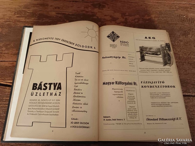 All issues of Hungarian technology from 1948 (6 pieces) bound together, in good condition, full of old advertisements