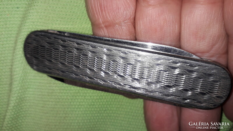 Retro teljes acél két pengés bicska 6 cm penge 5 cm reszelő a hossz 19 cm a képek szerint