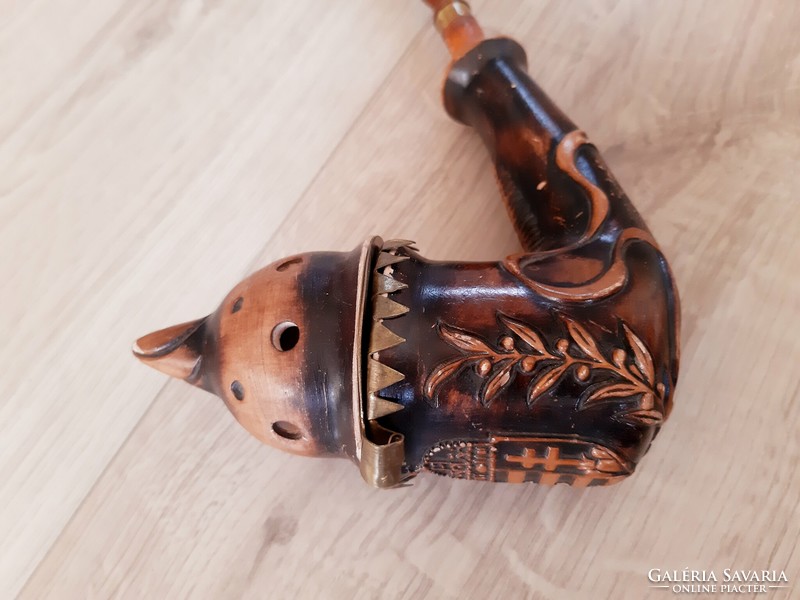 Old Hungarian coat of arms ceramic pipe