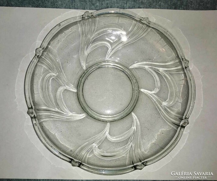 Retro üveg tál, kínáló, asztalközép 25,5 cm (A11)