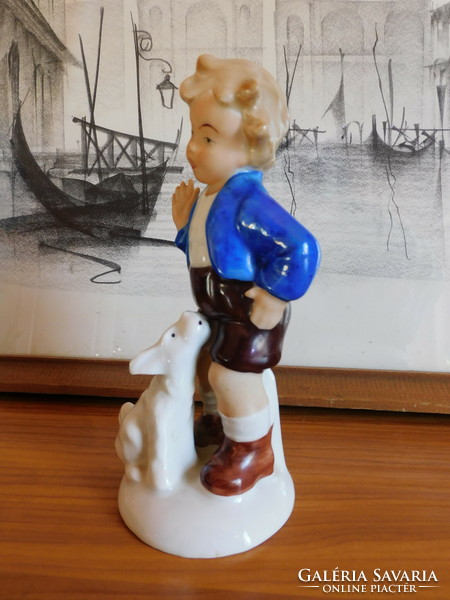 Rare Gerold porcelain figure - boy with dog