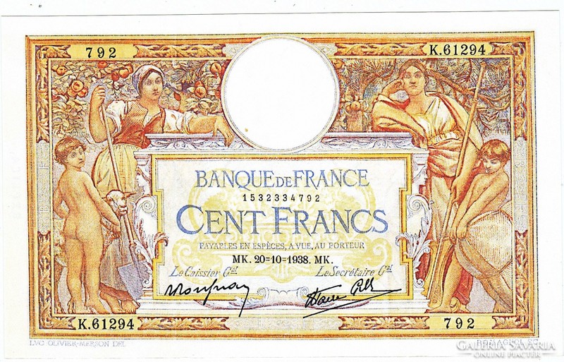 France 100 francs 1938 replica