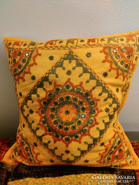 Authentic mirrored Indian cushion cover