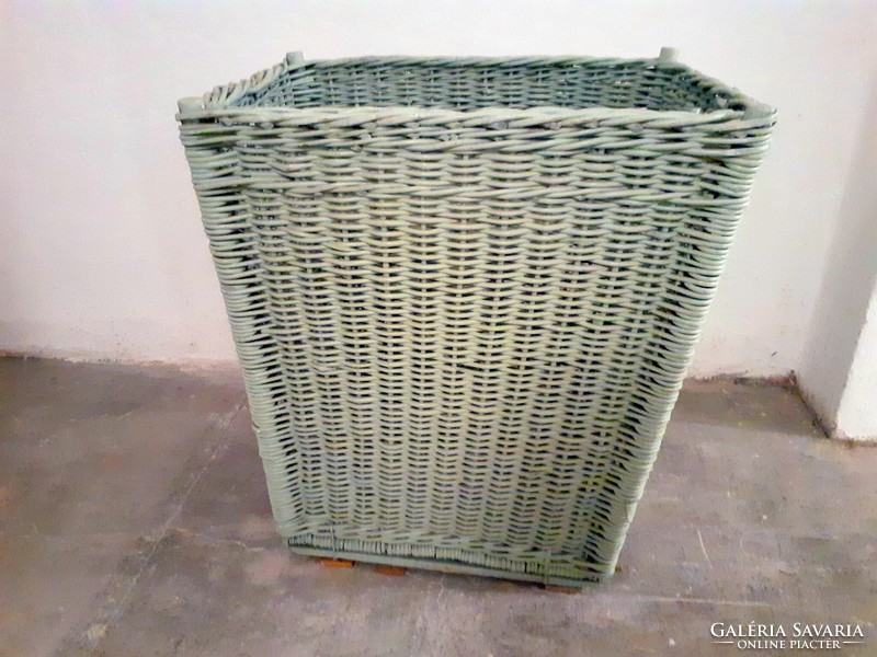 Large, pale green wicker basket