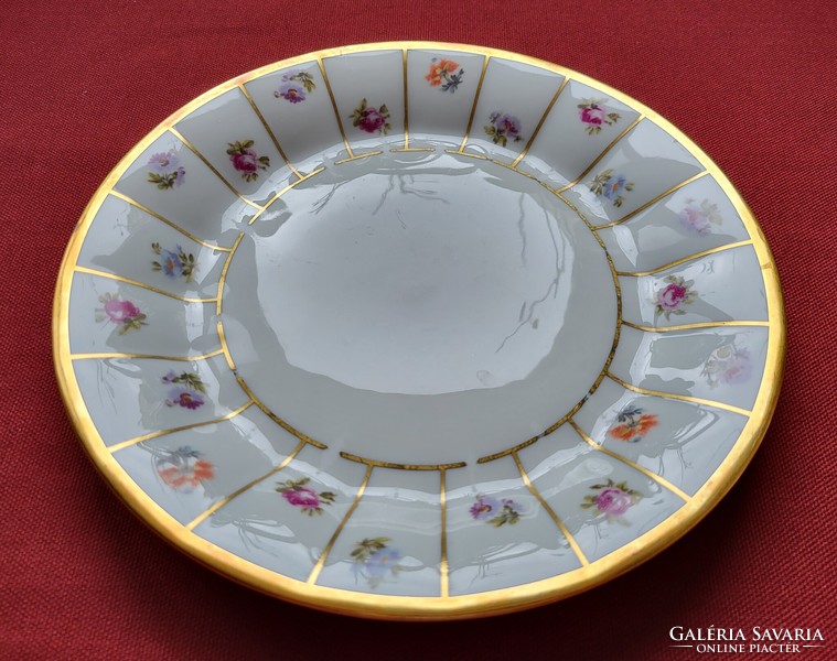 Gs zell baden German porcelain small plate cake plate with rose flower pattern with thick gold edge