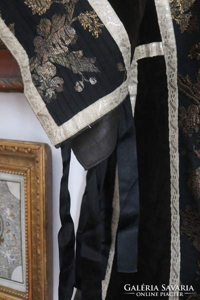 19.századi fekete bársony selyem miseruha / 19th century Liturgical Chasuble Velvet Silk