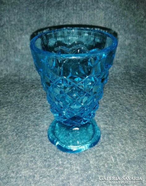 Kék üveg talpas pohár (A11)