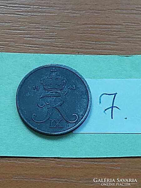 Denmark 2 cents 1948 zinc, ix. King Frederick 7