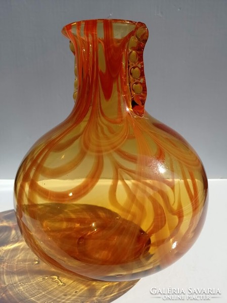 Narancs sárga Bohemia művész üveg váza