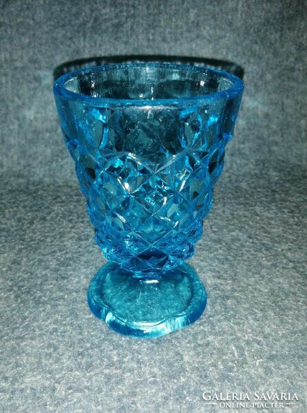 Blue glass stemmed glass (a11)