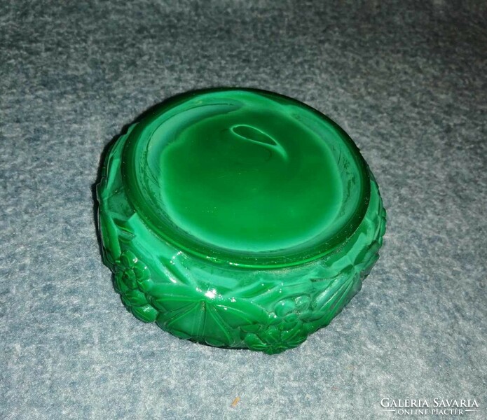 Bohemia curt schlevogt malachite glass jewelry holder without lid (a11)