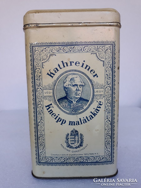 Antique kneipp malt coffee metal box, franck henrik fiaiai r.T. 1930s-40s