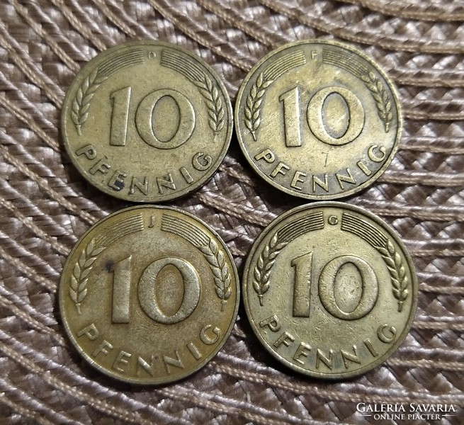 10 pfennig 1949 teljes sor - verdénként 1-1 - Bank Deutscher Länder