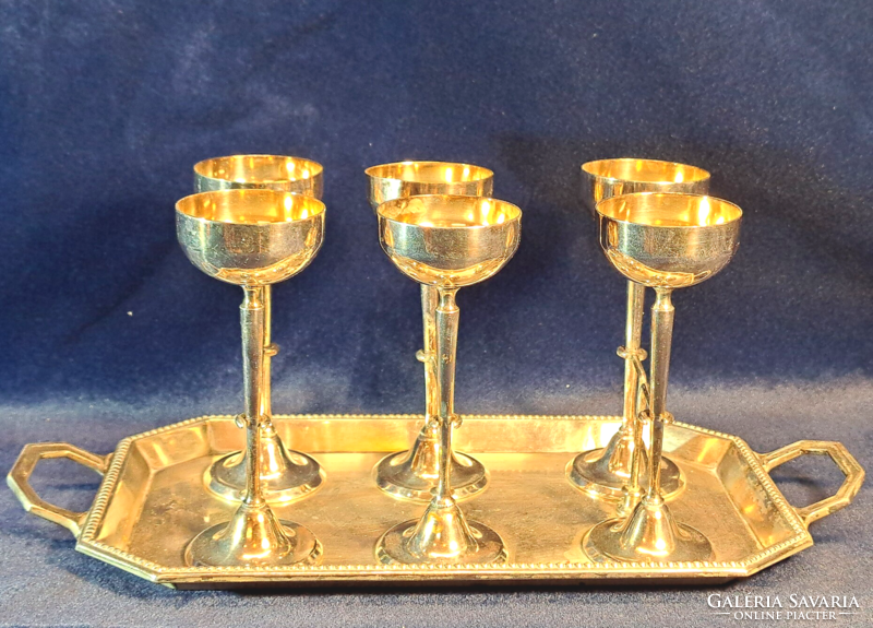 Beautiful liqueur glass set with its own tray, silver-plated, tilt-proof:-)