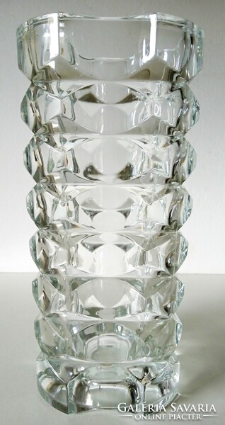 J. G. Vintage French luminarc pamono windsor glass vase designed by Duwald, marked
