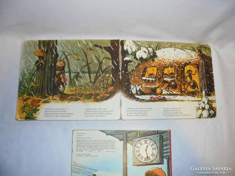 Two thick retro story books - together - crickets and ants, clocks - 1984, 1986 - Slovak