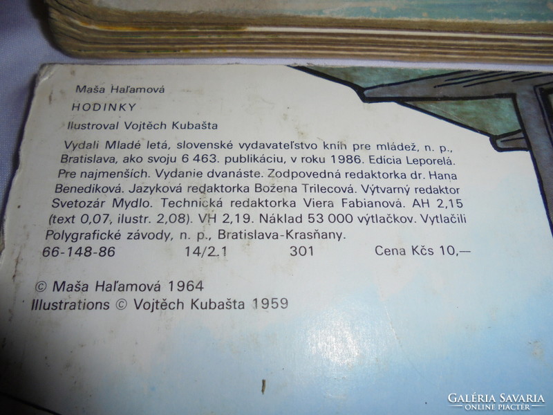 Két darab vastag lapú retro mesekönyv - együtt - A tücsök és a hangyák, Órák - 1984, 1986 - szlovák