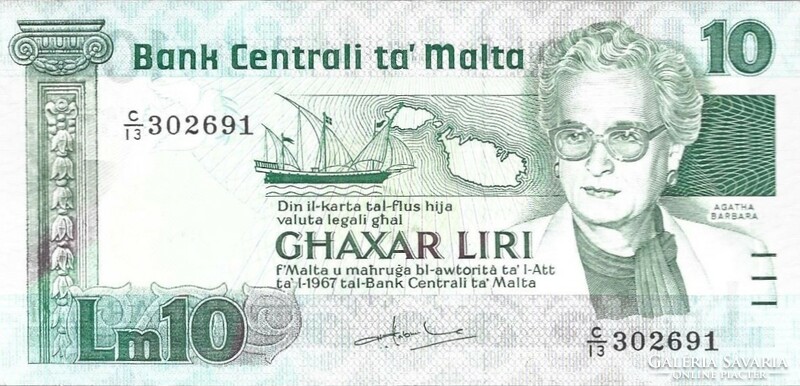 10 Liri Lira 1967-1986 Malta beautiful rare