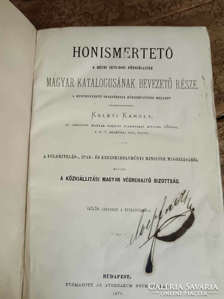 Keleti Károly: Honismertető  A BÉCSI 1873-DIKI KÖZKIÁLLITÁS MAGYAR KATALOGUSÁNAK BEVEZETŐ RÉSZE/KÜLÖ