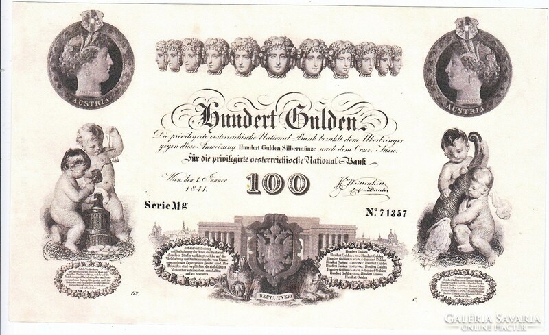 Ausztria 100 Osztrák-Magyar gulden1841 REPLIKA  UNC