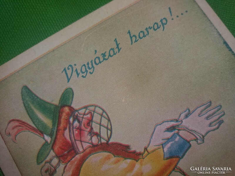 Antik 1920-30. Kaszás Jámbor humoros képeslap :Vigyázat harap ! képek szerint Barasits