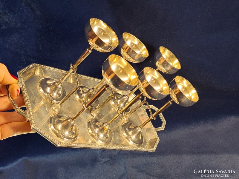 Beautiful liqueur glass set with its own tray, silver-plated, tilt-proof:-)