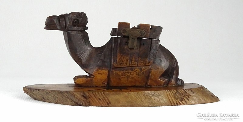 1Q754 carved wooden dromedary camel inkstand Jerusalem - Palestine