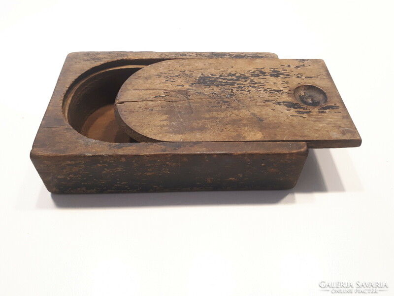 Antique small wooden box with sliding lid 3 x 8 x 13 cm