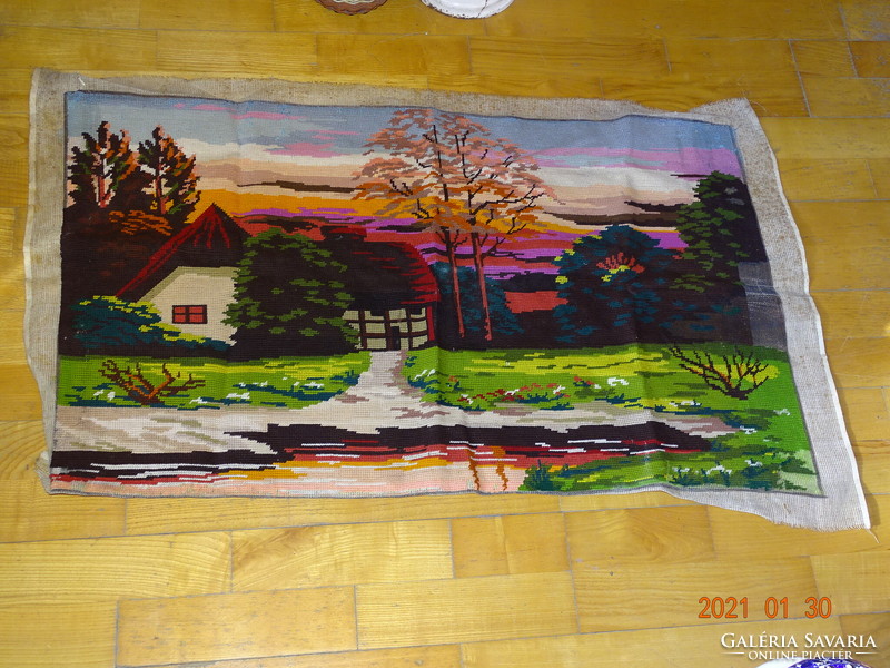 Old large tapestry tapestry image at sunset