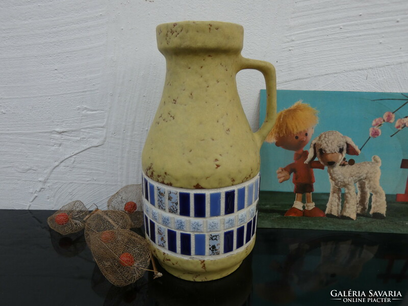 Sawa beige vintage ceramic vase 1960s West German ceramic vase, marked: 348-20