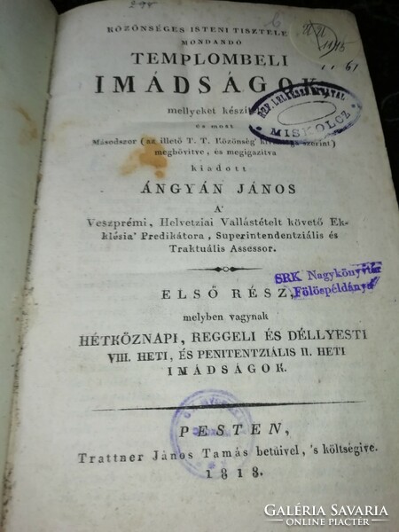 Ángyán János Templombeli imádságok 1818 képeken látható állapotban van