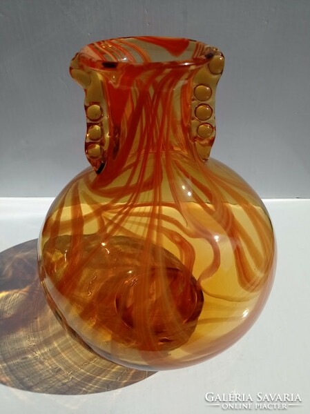 Orange yellow bohemian artist glass vase