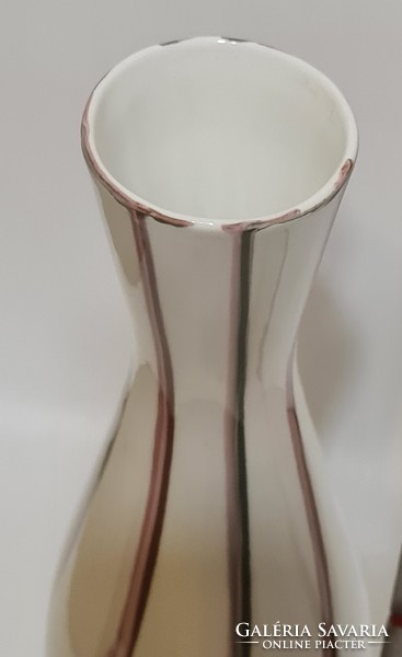 Aquincumi barna, szürke, rózsaszín csíkos nagy porcelán váza (2980)