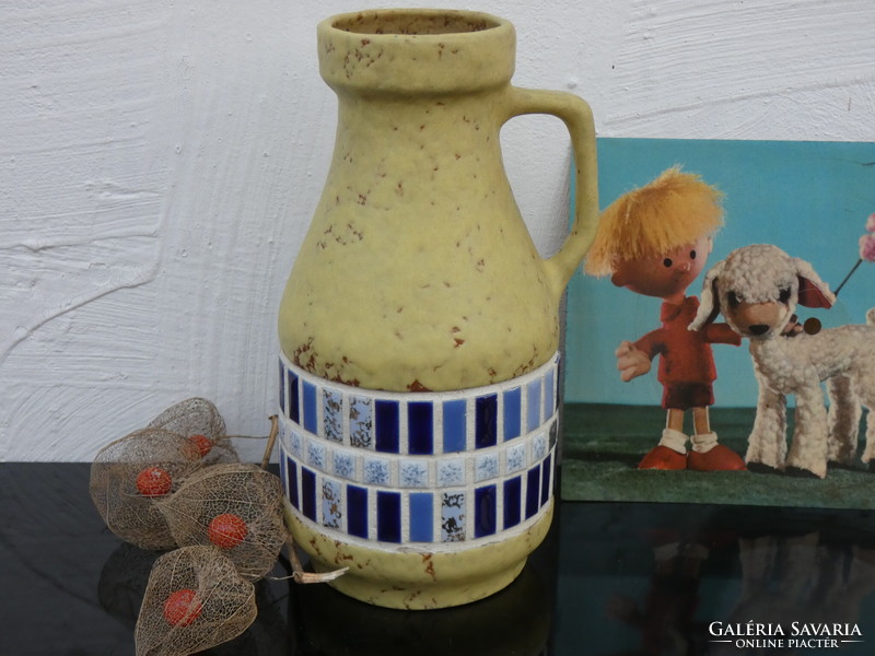 Sawa beige vintage ceramic vase 1960s West German ceramic vase, marked: 348-20
