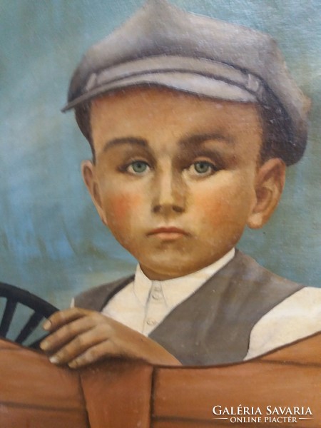 Beautiful painting - portrait of a boy traveling in cordon oil / canvas marked picture without frame according to the pictures