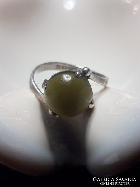 Jade köves régi ezüst gyűrű - 59-60- as méret