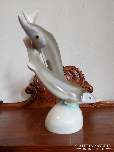 Hollóháza porcelain visa/mermaid fish pair