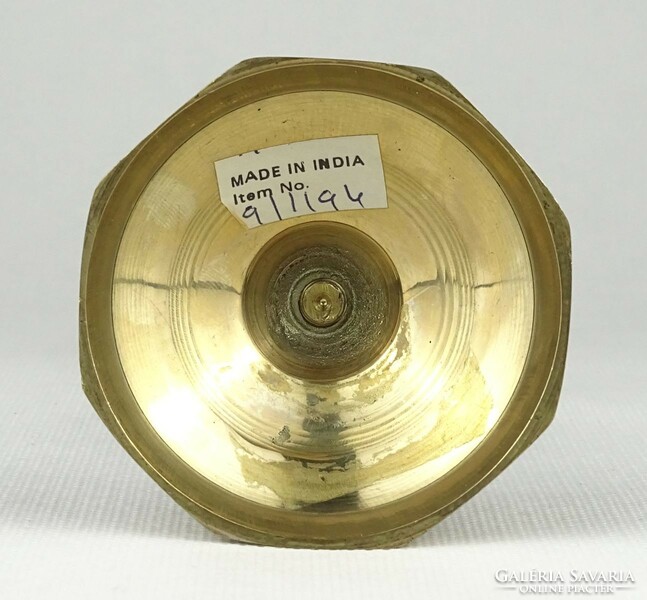 1Q711 Jelzett réz indiai gyertyatartó 15 cm
