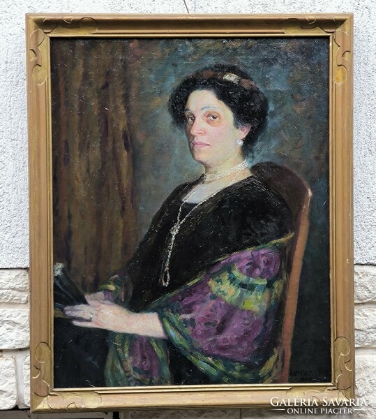 Antique portrait painting, beautiful colors, good quality bargain painting. Caesar Kunwald