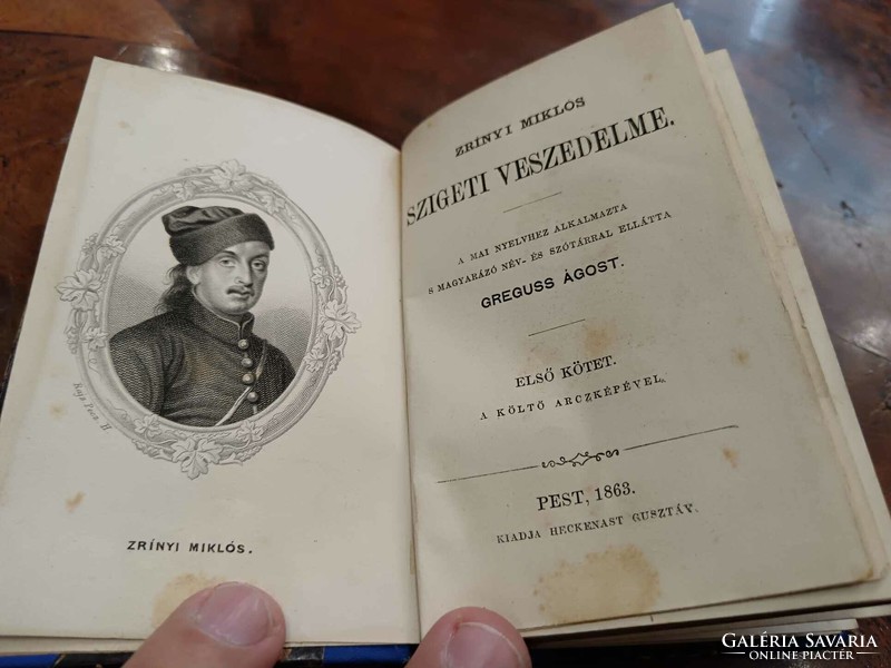 Miklós Zrínyi: his island peril, 1863 edition, with beautiful engraving, cloth and paper binding